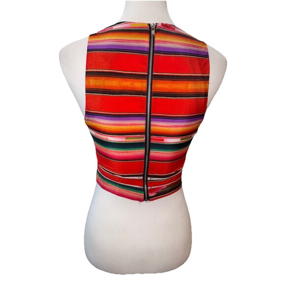 ASTR XS Aztec Multicolor Crop Top Sleeveless Back Zip Boho Festival Tank USA - Picture 3 of 9
